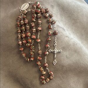 Vintage Italian Cloisonne Bead Mother Mary Rosary
